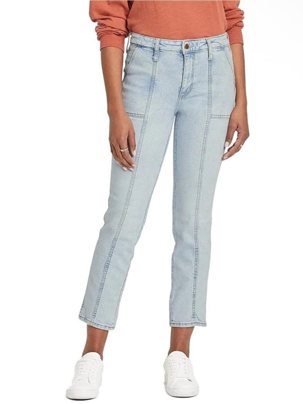 Universal Thread Vintage Stretch High Rise Slim Straight Light Wash Jeans Size 8